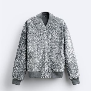 NWT Zara Sequin Jacket Silver UNISEX men’s 40
